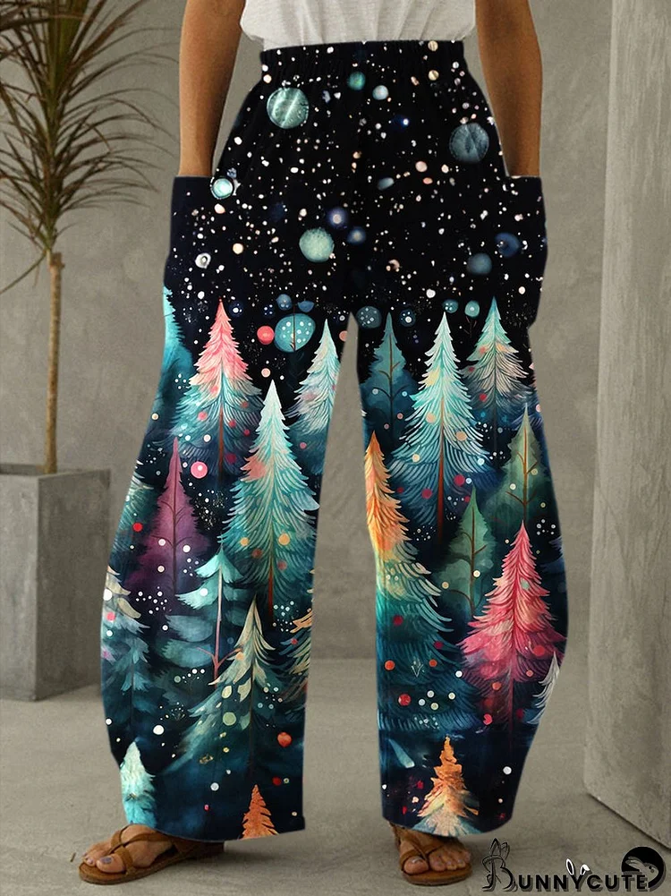 Christmas Tree Print Casual Pants