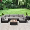 Patio Furniture Sectional Sofa with Gas Fire Pit Table Outdoor Patio Furniture Sets Propane Fire Pit