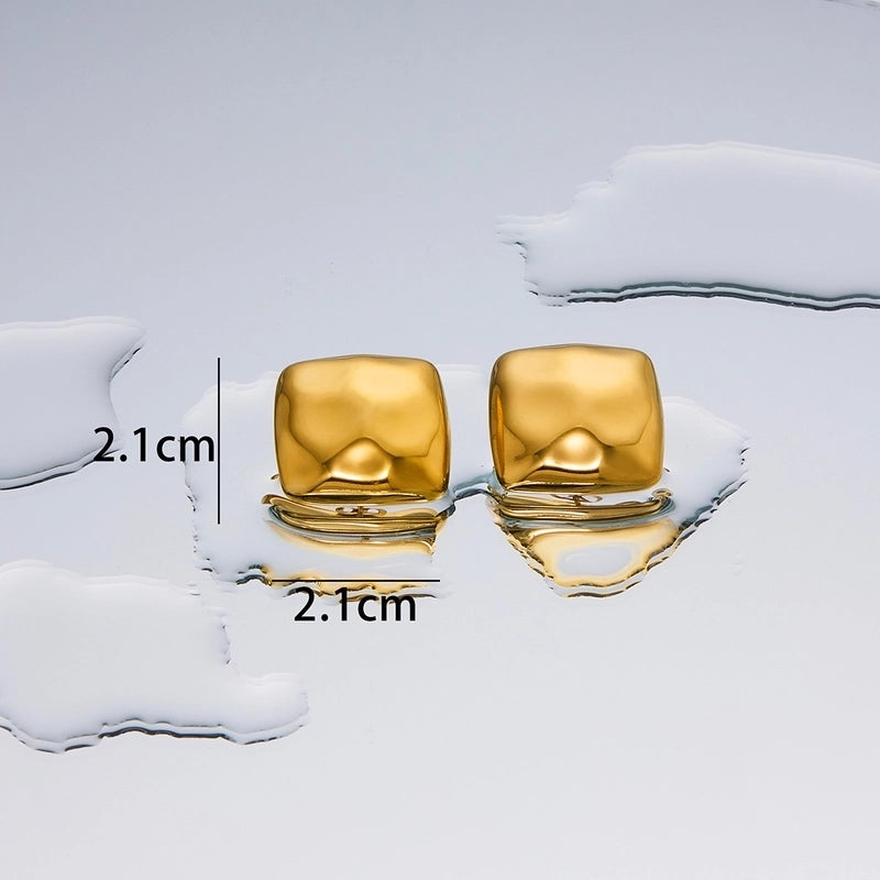 1 Pair Minimalist Geometric Plating Titanium Steel 18K Gold Plated Ear Studs