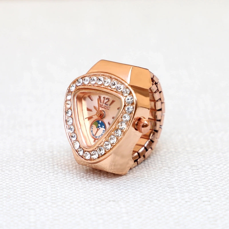 Classic Style Solid Color Quartz Watch Rings Women’s Watches