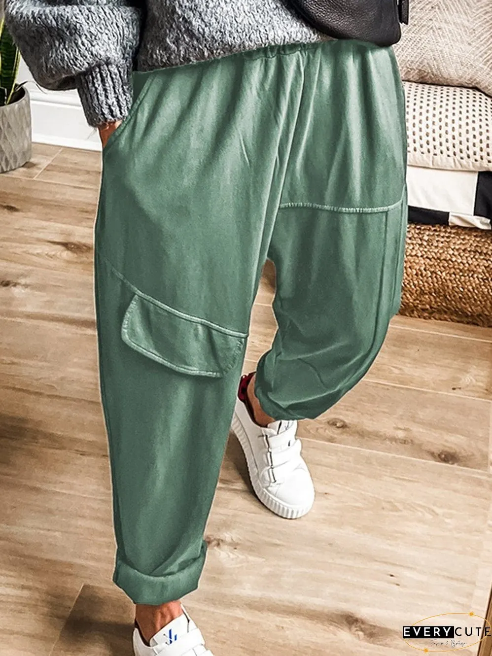 Misty Green Cargo Jogger Pants
