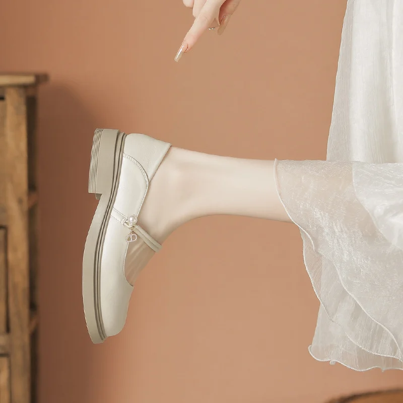 Uveng Uveng Chinese Shoes With Skirt Summer Loafers Mary Jane Women's Shoes Women's French Shallow Flat Single Shoes