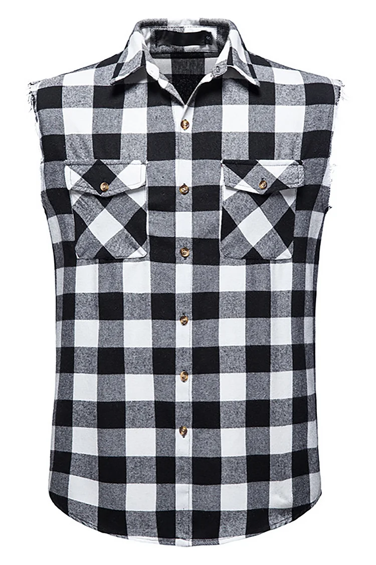 Casual Plaid Sleeveless Slim Fit Shirt
