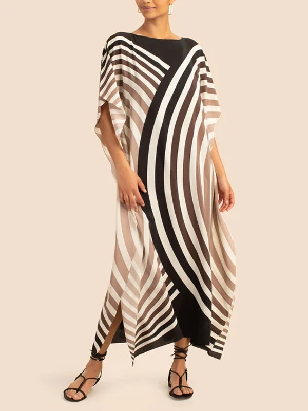 Striped loose large size chiffon women's dress