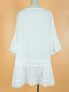 Solid Color Crochet Three-Quarter Sleeves Cover-Ups Tops