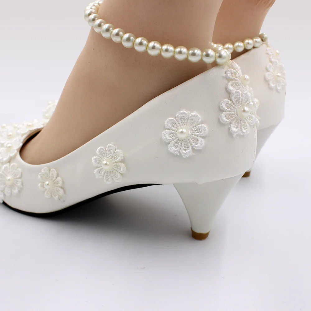 Plus Size White Medium Heel Wedding Shoes Bride-PABIUYOU- Women's Fashion Leader