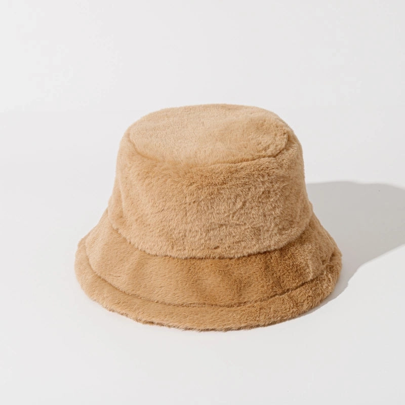 Autumn And Winter New Imitation Rabbit Fur And Velvet Fisherman Hat Women’s Thickened Warm Basin Hat Fashionable Bucket Hat Candy Color
