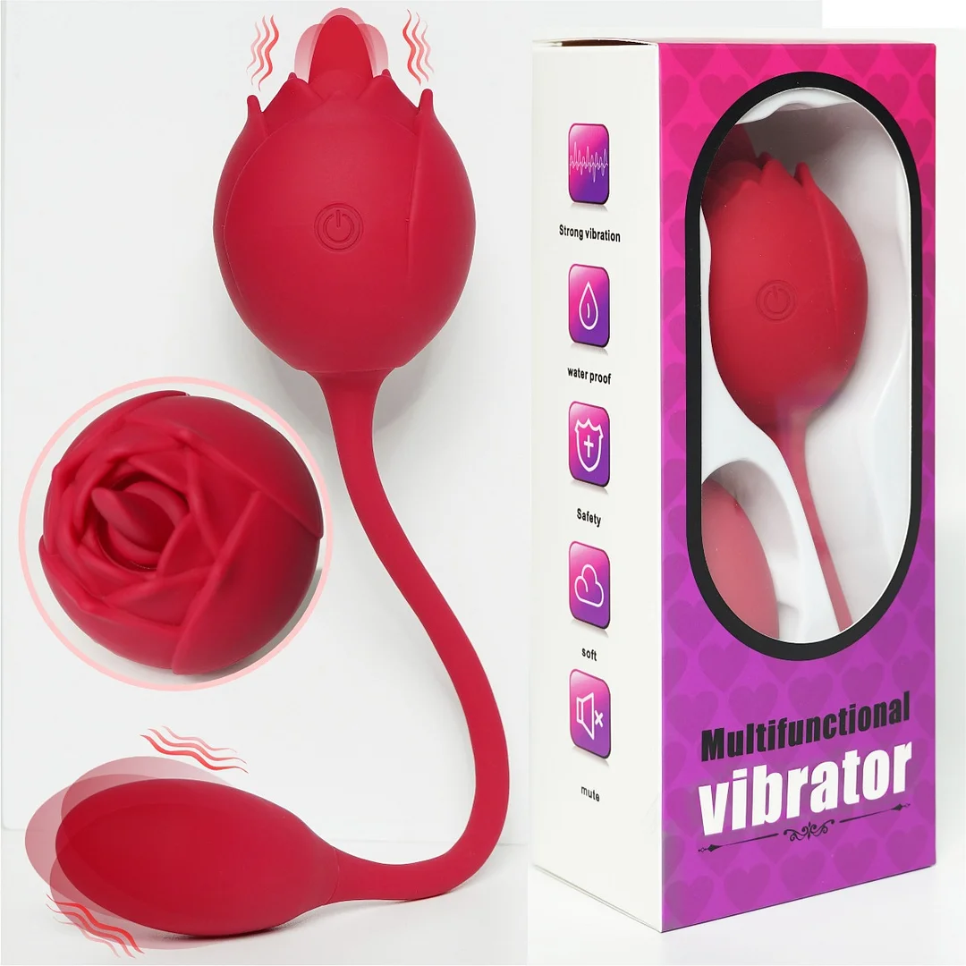 3-in-1 App Remote Control Rose Tongue Licker With Tail Vibrator