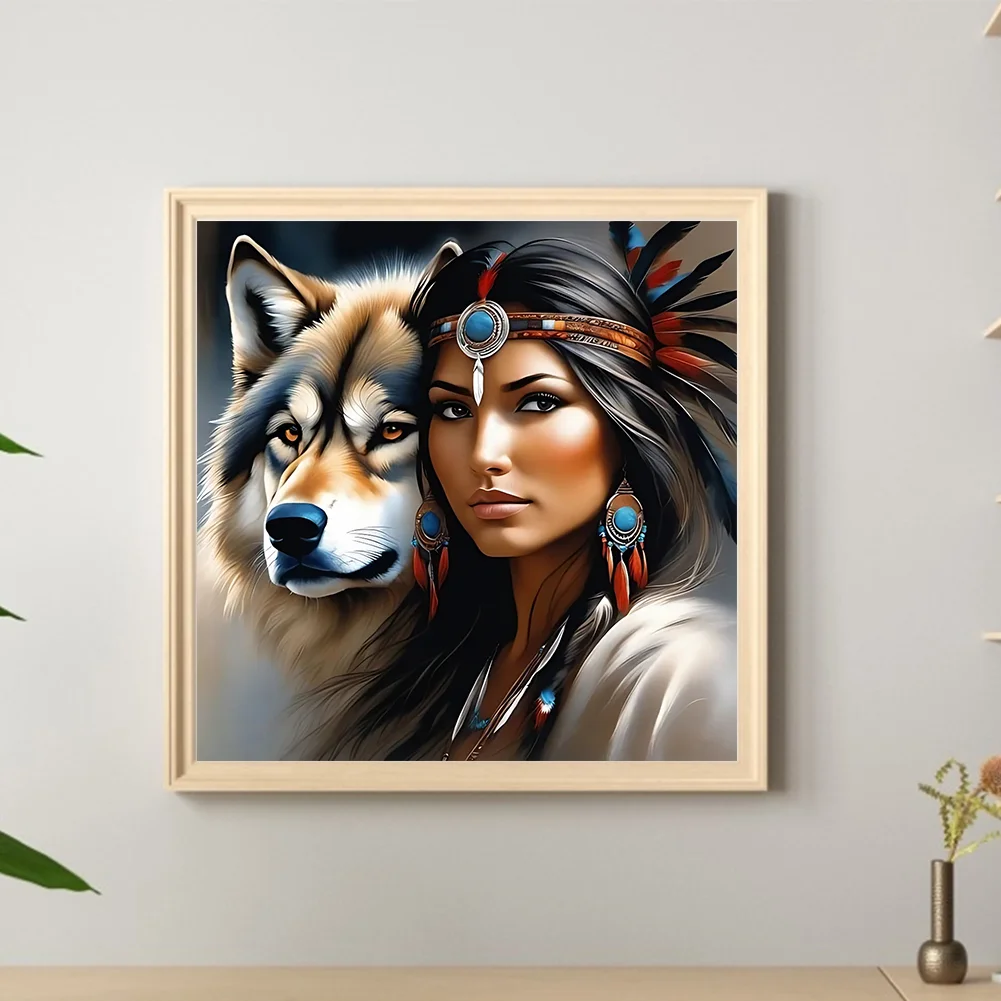 Diamond Painting - Full Round Drill - Indian Woman(Canvas|40*40cm)