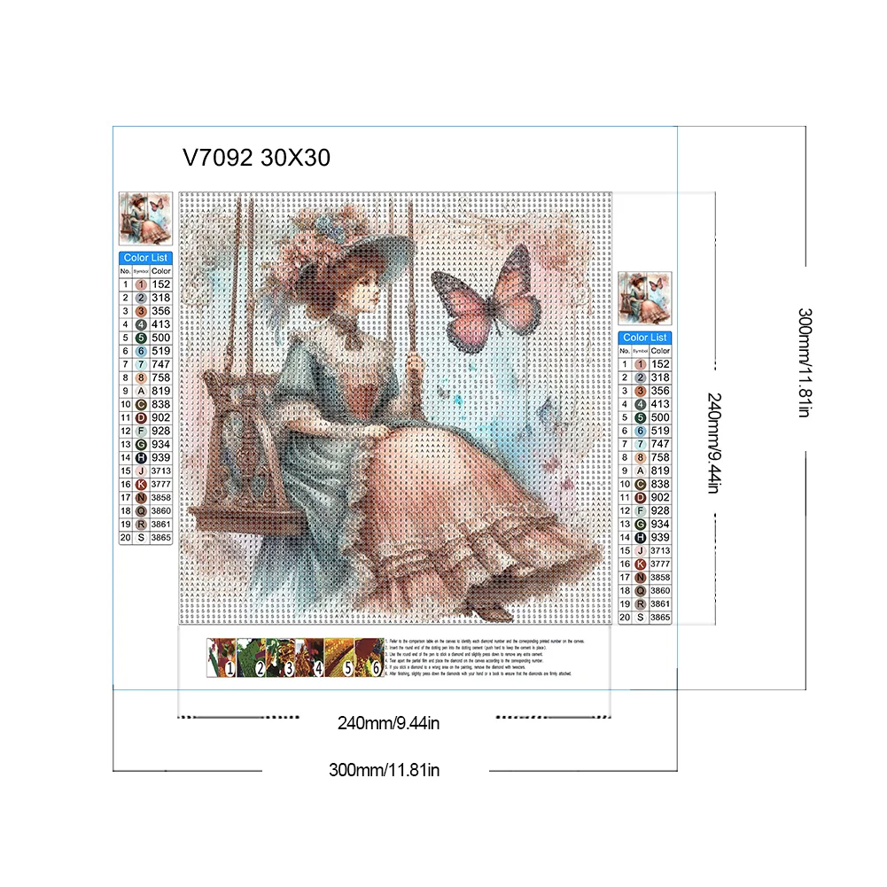 Diamond Painting - Full Round Drill - Swing Lady(Canvas|30*30cm)