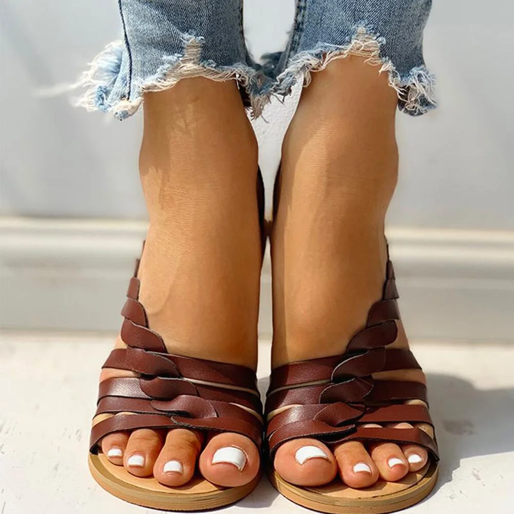 2020 Women's Office Sandals Gladiator Casual Flat Beach Vacation Summer Shoes Woman Sandals Big Size 43