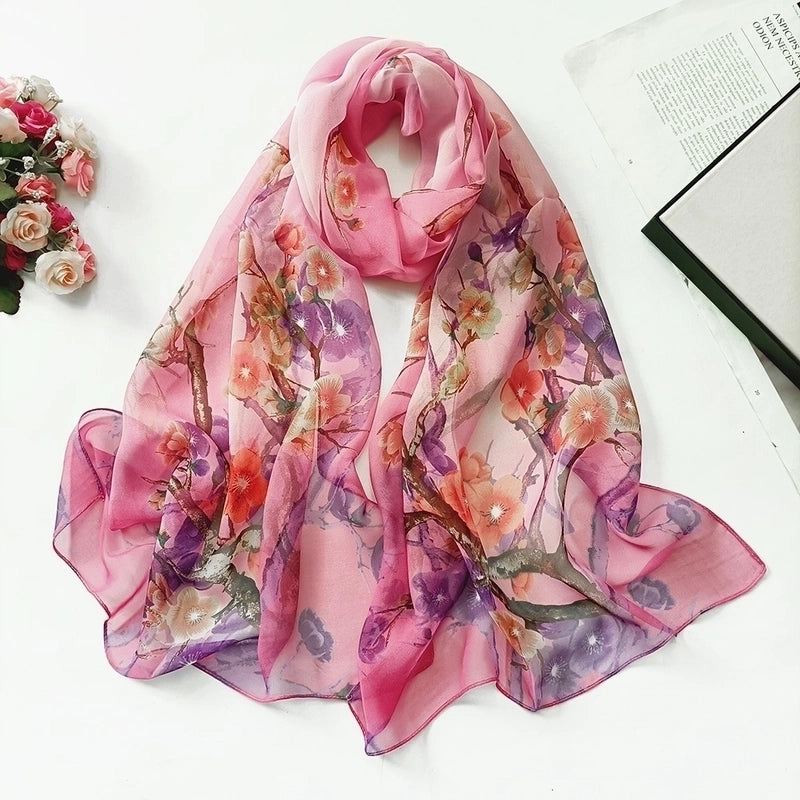 Women’s Sweet Flower Georgette Silk Scarves