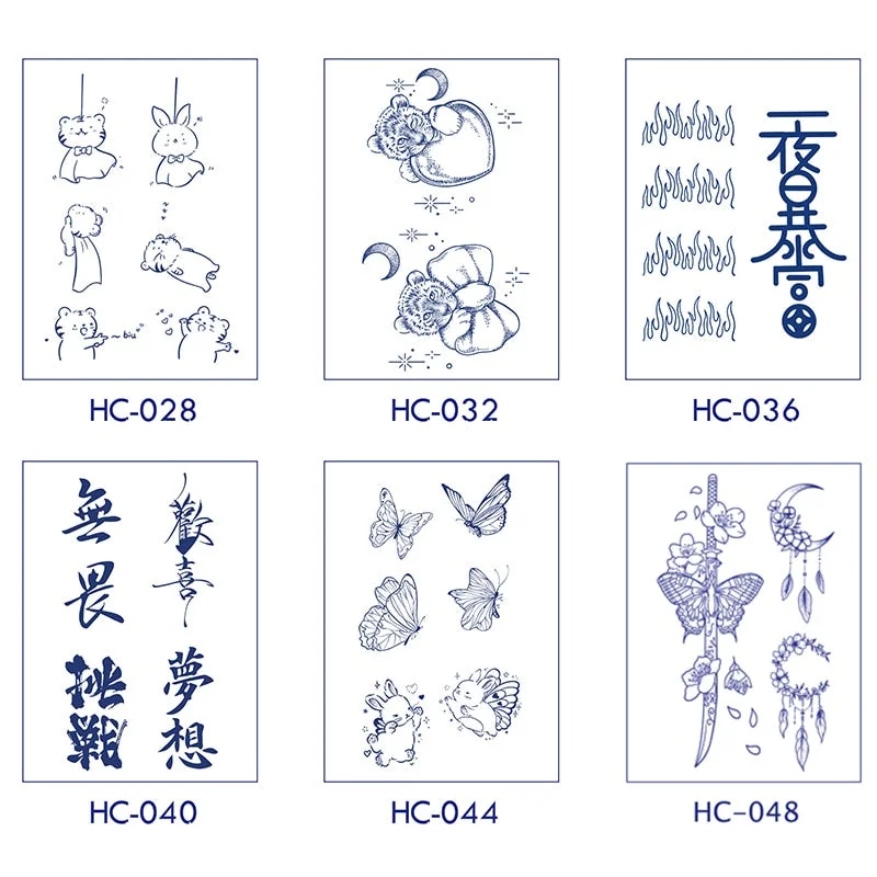 Flower Butterfly Animal Art Festival Comic Text Waterproof Full Body Arm Natural Temporary Tattoo For Men and Women