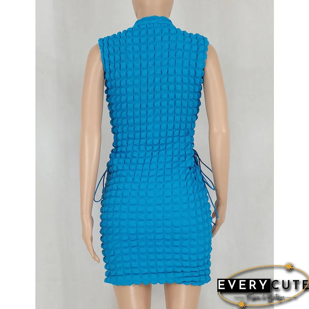 Blue Side Lace-up Sleeveless Bodycon Dress