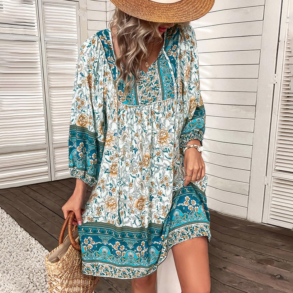 Summer Elderly Ladies Loose Boho Dresses