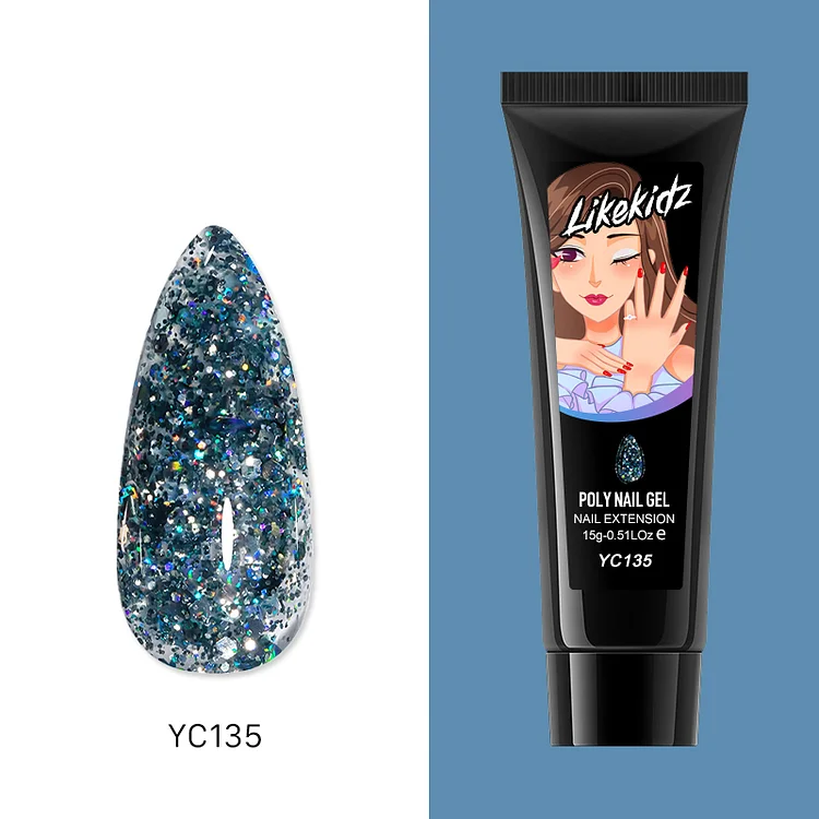 Poly Nail Gel - Haze Blue Sequins