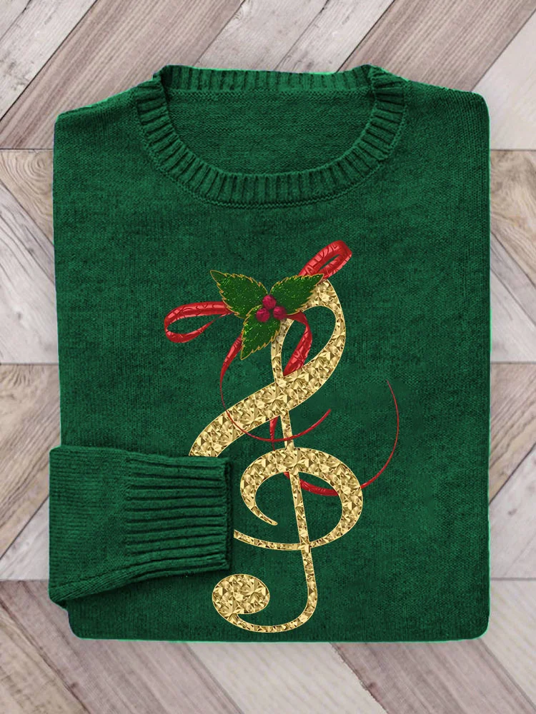 Christmas Music Notes Cozy Knit Sweater