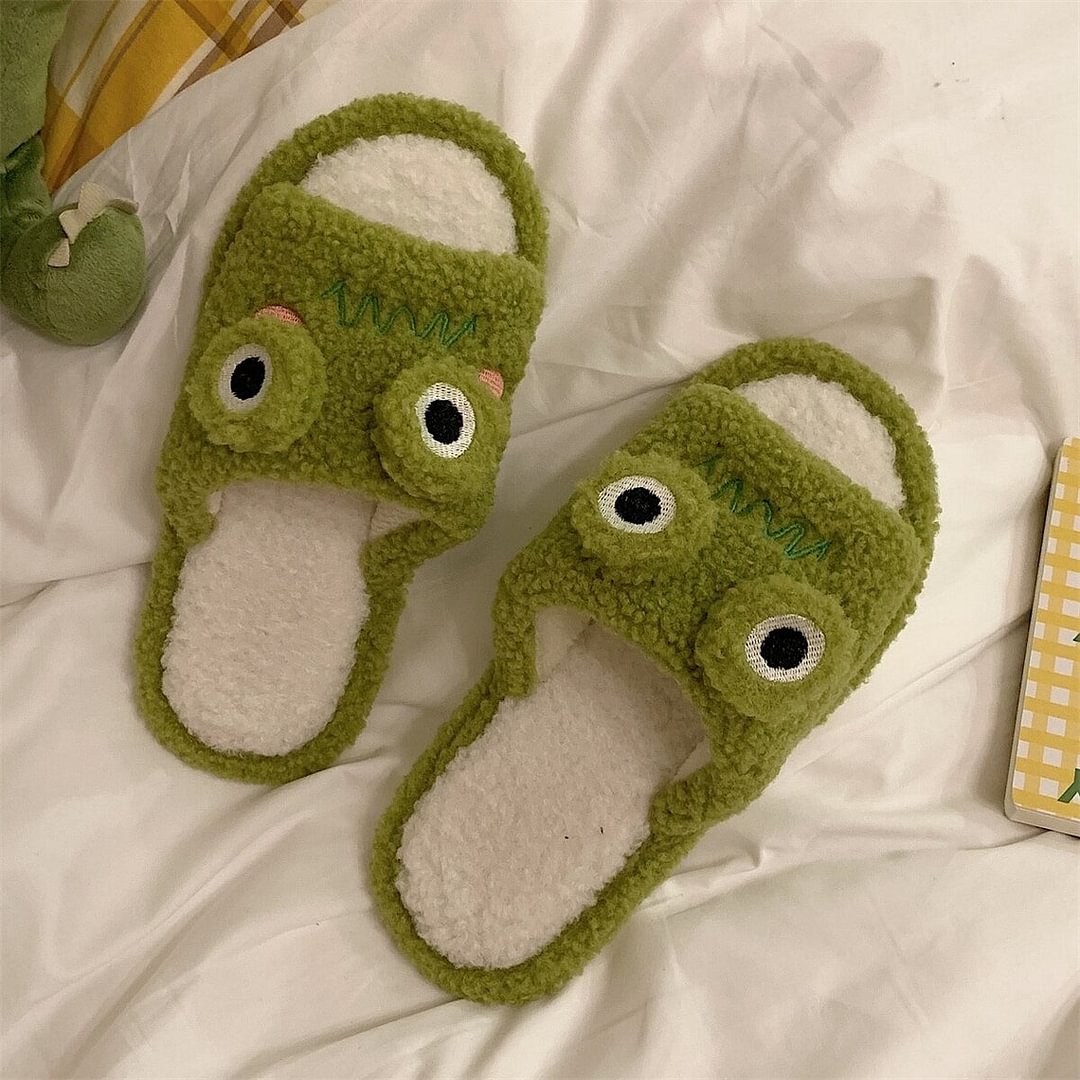 Frog Plush Slippers Kawaii Animal Cute Shoes Novameme