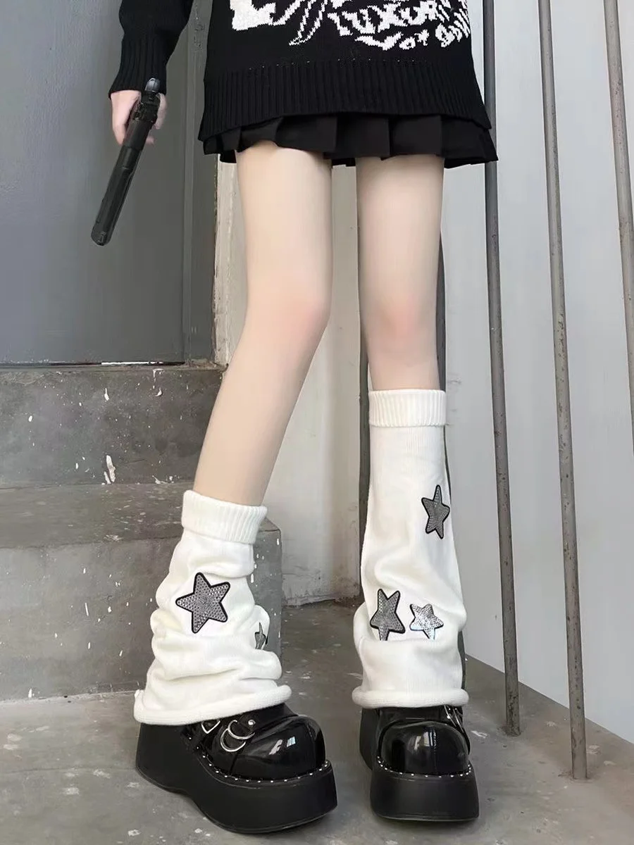 Churchf Churchf Y2k Subculture Jk Socks Female Black Long Leg Socks Knit Socks Set Star Leg Set Hot Girl Heap Pile Tide
