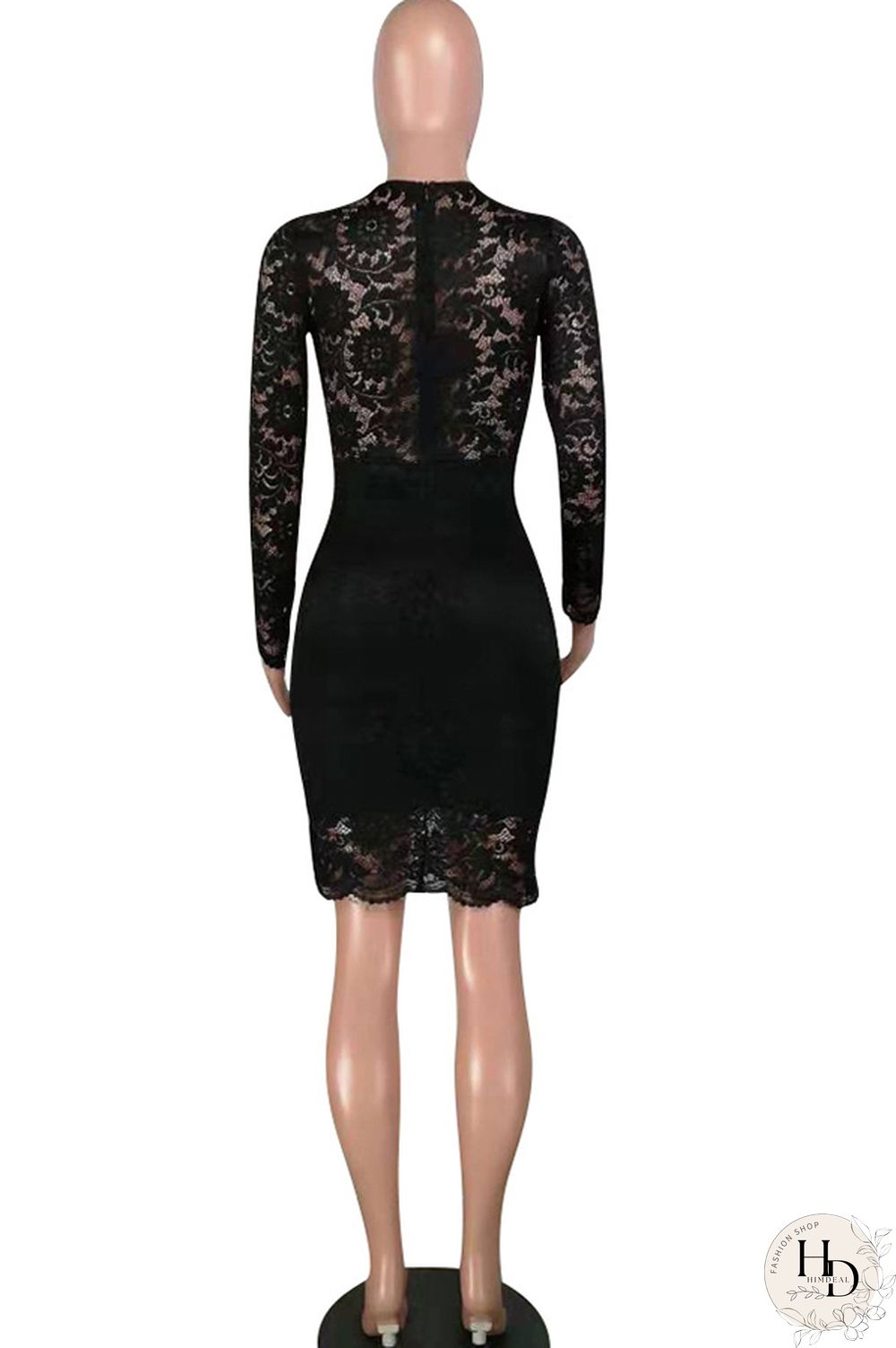 Red Lace Casual Cap Sleeve Long Sleeves V Neck Step Skirt Knee-Length lace Solid Patchwork Broken flower