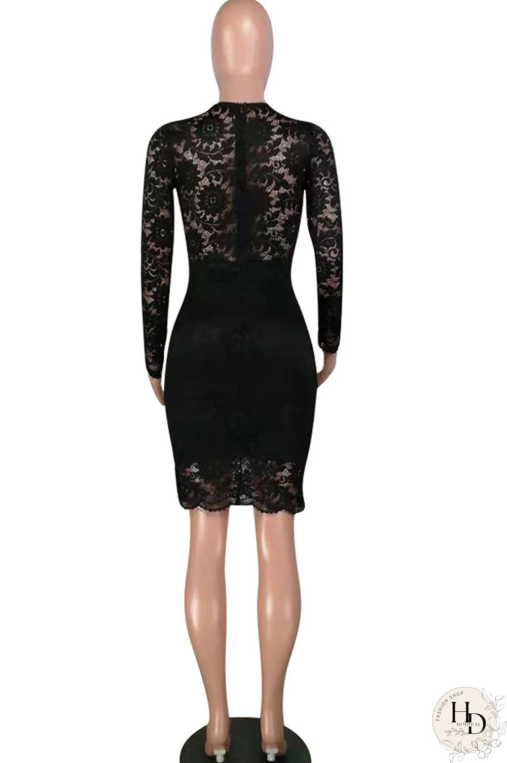 Red Lace Casual Cap Sleeve Long Sleeves V Neck Step Skirt Knee-Length lace Solid Patchwork Broken flower