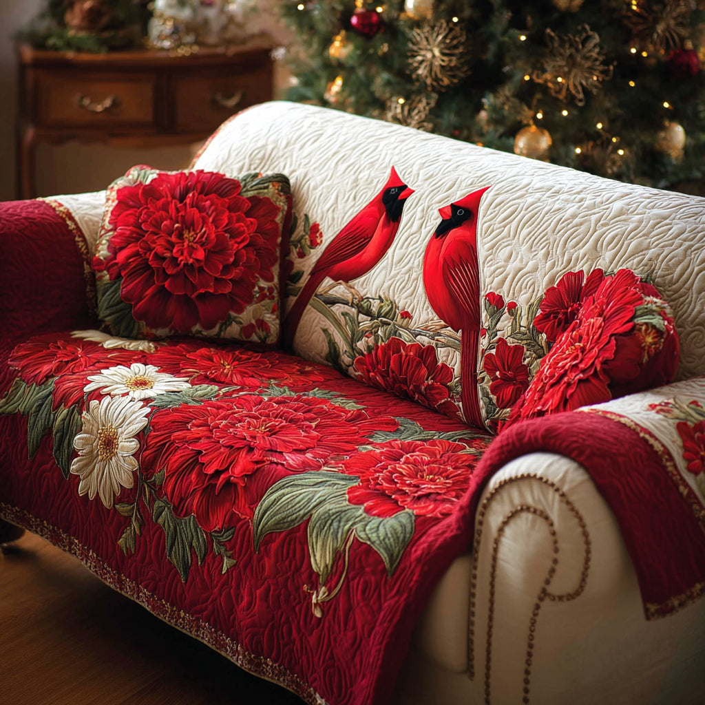 Scarlet Whispers Quilted Sofa Cover NCU0DV8513 everthome