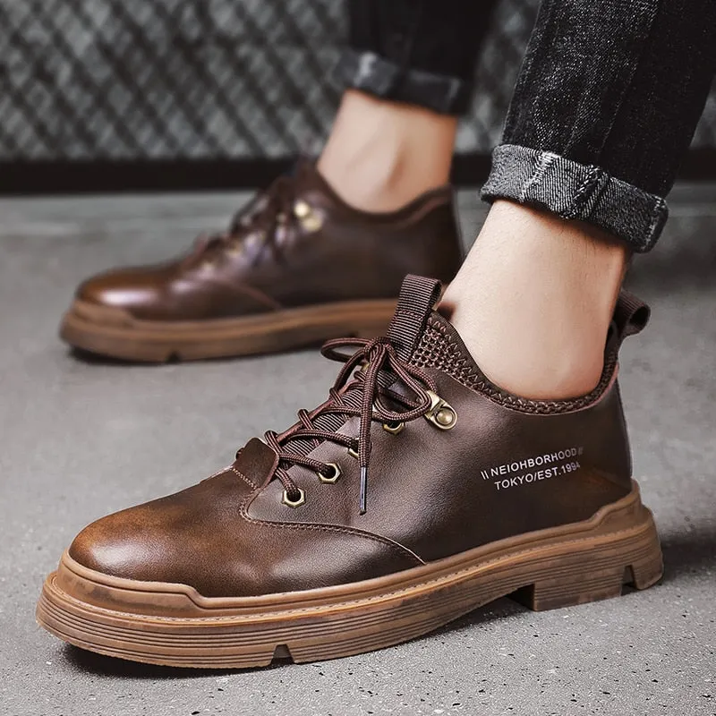 2021 New Design Mens Casual Shoes Classic Round Toe Leather Dress Shoes Men Lace Up Oxford Business Formal Shoes Man Working