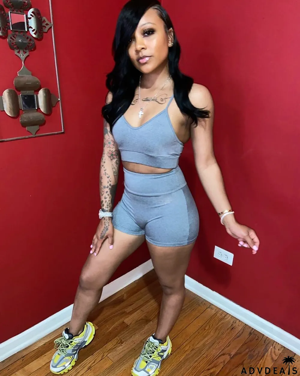 Solid Cami Top And Short Two Piece Sets