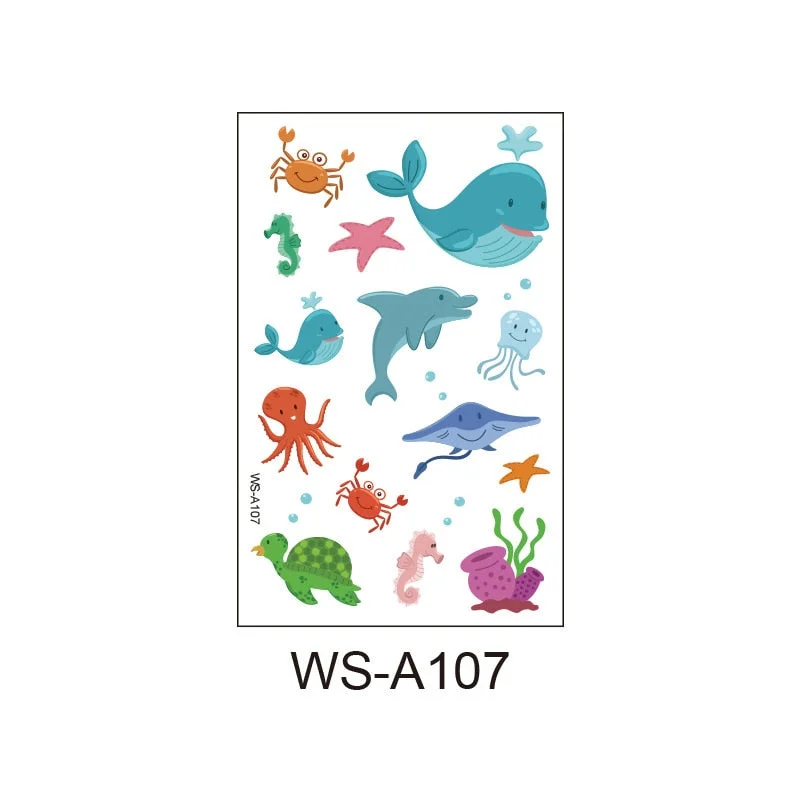 New Waterproof Reward Children Tattoo Sticker Tropical Fish Fantasy Octopus Little Dolphin Fun Ocean Tattoo Sticker