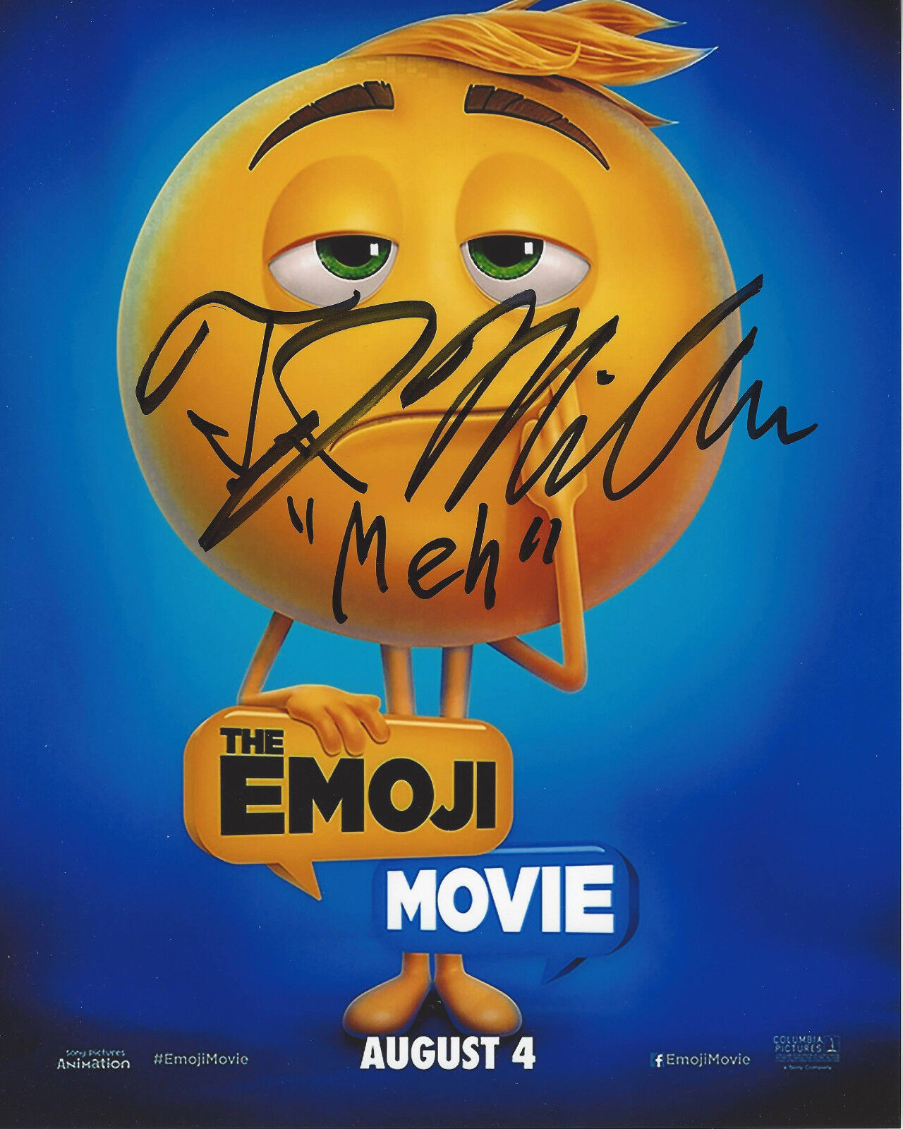 T.J. MILLER SIGNED AUTHENTIC 'THE EMOJI MOVIE' MEH 8X10 Photo Poster painting w/COA ACTOR PROOF