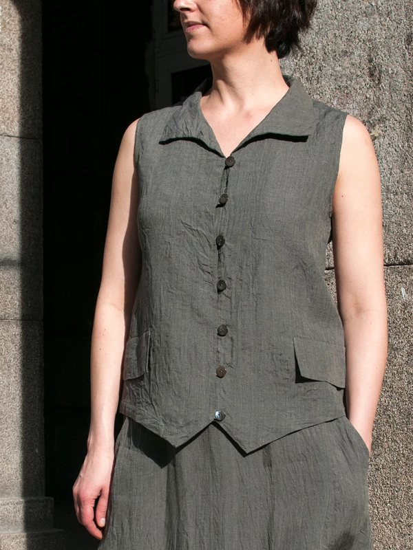 Solid Color Cotton And Linen Vest hjn Shicloths