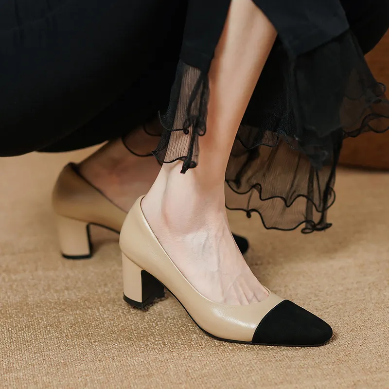Churchf Churchf Owner Recommended Small Fragrant Wind Spell Color Single Shoes 2023 Spring Leather A Foot Pedal Lazy Shoes Show Thin