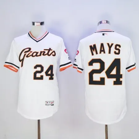 Giants #24 Willie Mays White Flexbase Authentic Collection Cooperstown Stitched MLB Jersey