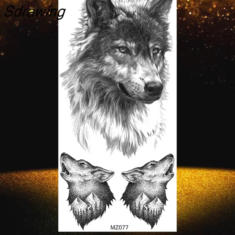 Sdrawing Temporary Tattoos Animals Body Armband Soldier Fake Tattoo Stickers Scorpion Wolf Deer Elk Eagle Bear Forearm Tatoo Decals