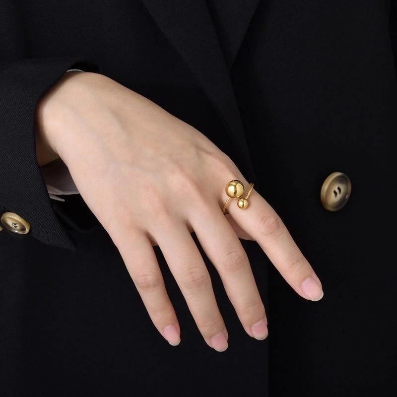 Rock Streetwear Cool Style Geometric Ball 304 Stainless Steel 18K Gold Plated Open Rings