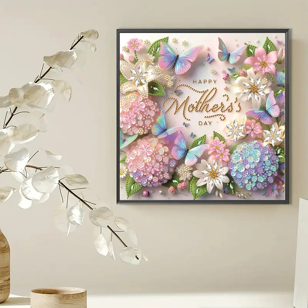 Diamond Painting - Partial Special Shaped Drill - Butterfly Mothers Day(Canvas|30x30cm)