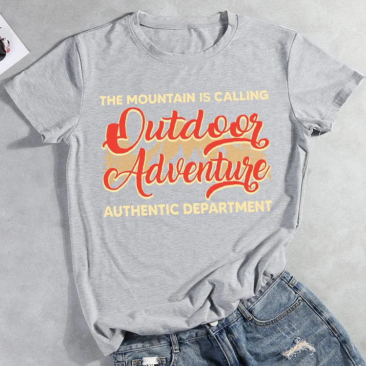 The mountain is calling outdoor adventure authentic department Round Neck T-shirt-0025870