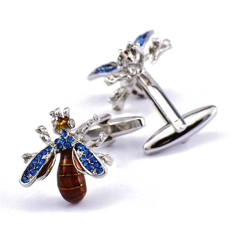 Metal Cufflinks Copper French Shirt Suit Men's Party Daily Casual Dating  High-quality Classic Crystal Bee Cufflink