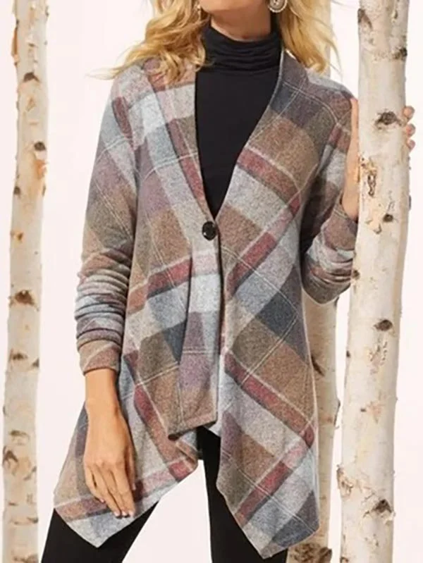 Tartan Loose Long-Sleeve Coat