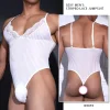 Men's Bodysuit Sexy Mesh Lace Breathable Ultra-Thin Smooth Elastic Bodysuit