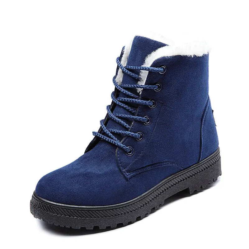 Nine o'clock New Casual Women Boots Winter Comfortable Warm Lined Lace-up Shoes Quality Anti-skid Female Botas Big Size 35-44