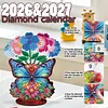 2026 Calendar DIY Diamond Art Kit Butterfly Wooden Diamond Painting Calendar