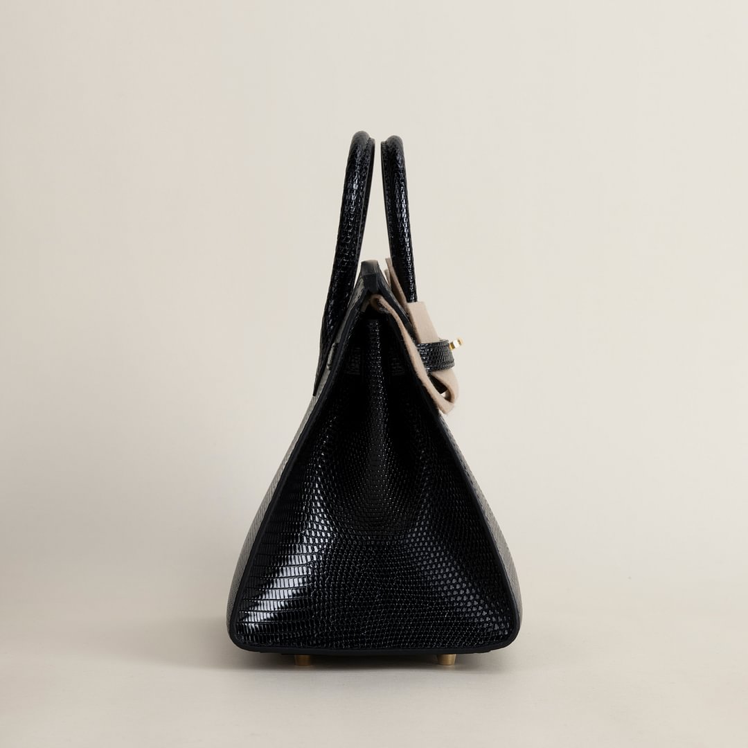 Birkin 20cm Lizard skin CC89 Noir  GHW