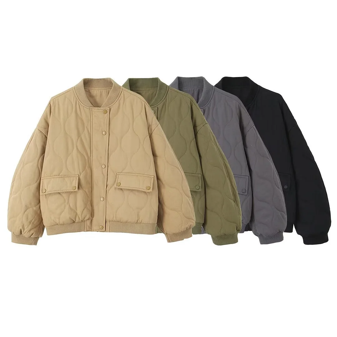 Nigikala Nigikala Women's Autumn And Winter Fashion Loose Pilot Shoulder Wide Water Wash Cotton Coat B481159