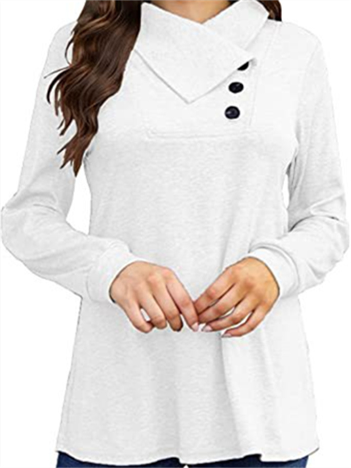 Autumn and Winter New Hot Long-sleeved T-shirt Solid Color Loose Blouse Temperament Commuting Women