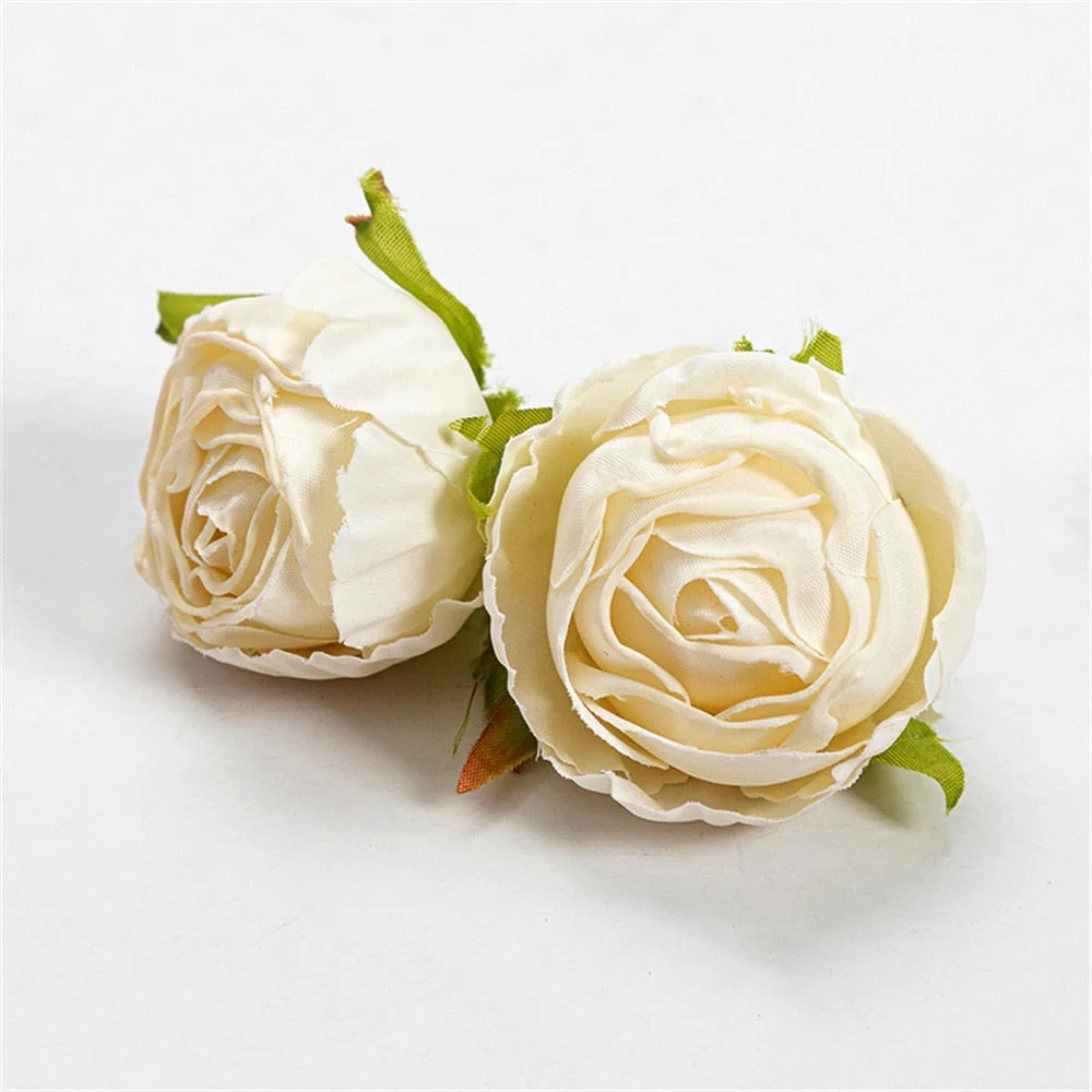 Nanairo 10pcs 3.5cm Artificial Silk Rose Flower Head Home Wedding Party Decora Christmas Craft Accessories Fake Flowers