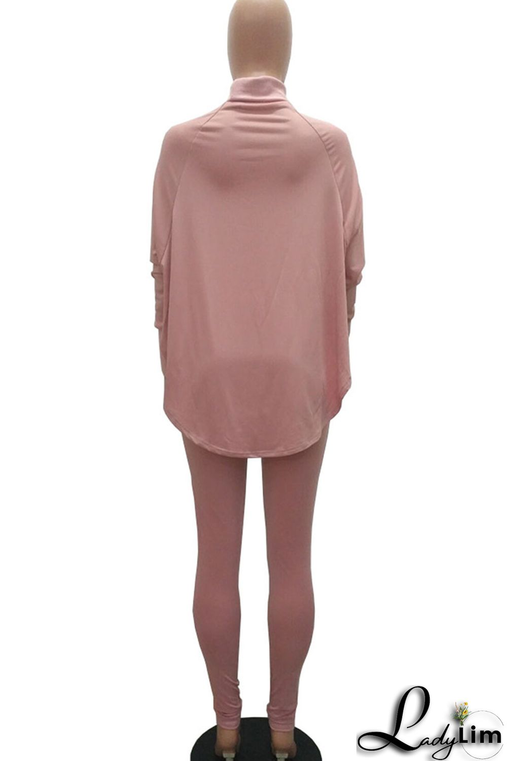 Blue Casual Solid Patchwork Turtleneck Long Sleeve Two Pieces