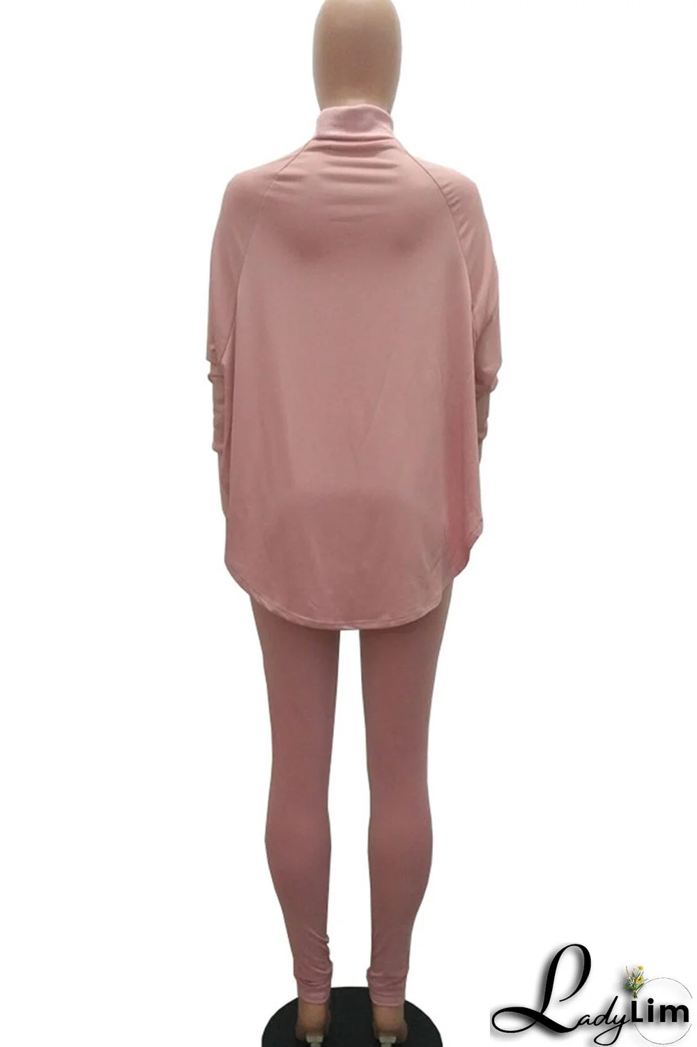 Blue Casual Solid Patchwork Turtleneck Long Sleeve Two Pieces