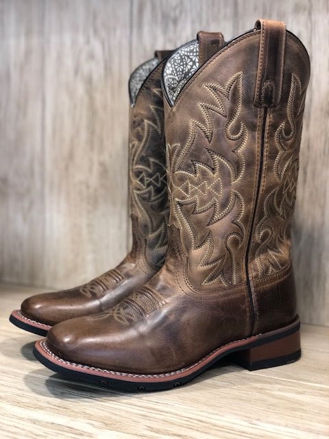 Laredo Women's Anita Distressed Tan Square Toe Western Boots 5602