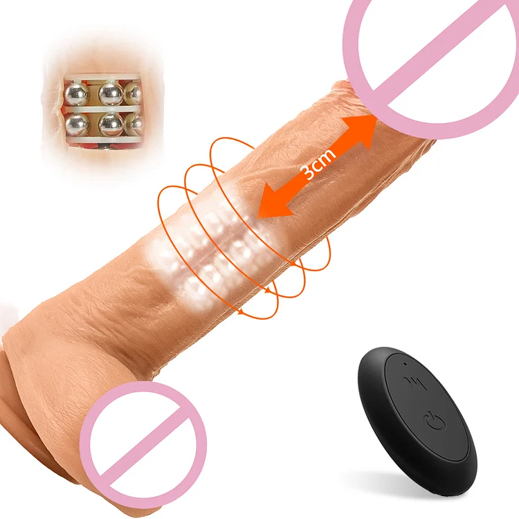 8.6 Inch Silicone Lifelike Ball Bearing Dildo Vibrator Sex Toy